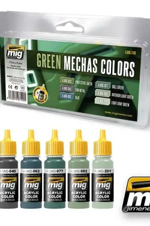 Nieuw Ammo By Mig Jimenez Green Mecha Colors Set - 6 X 17Ml - modelbouw