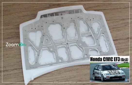 Laatste Versie Zoom on 1:24 HONDA CIVIC EF3 HOOD STRUCTURE - modelbouw