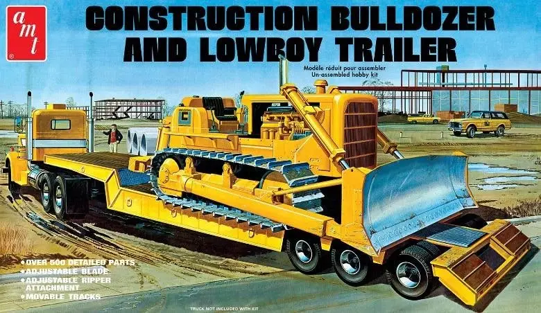 Amt 1:25 Lowboy Trailer And Bulldozer Combo #01218 Beste Prijs