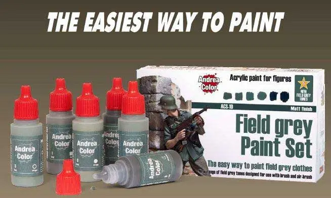 Bestseller Andrea Miniatures Field Grey Paint Set 6 Colours - modelbouw