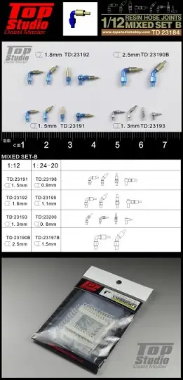 Finale Uitverkoop Top studio 1:12 RESIN HOSE JOINTS MIXED SET B - modelbouw