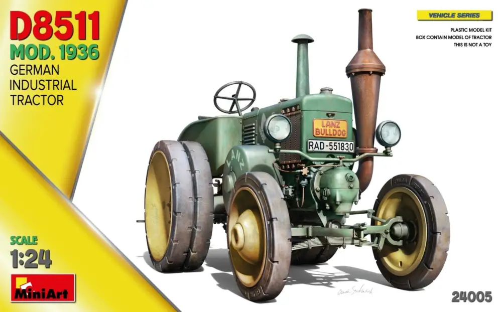 Gecertificeerd MiniArt 1:24 German Industrial Tractor D8511 Mod.1936 - modelbouw