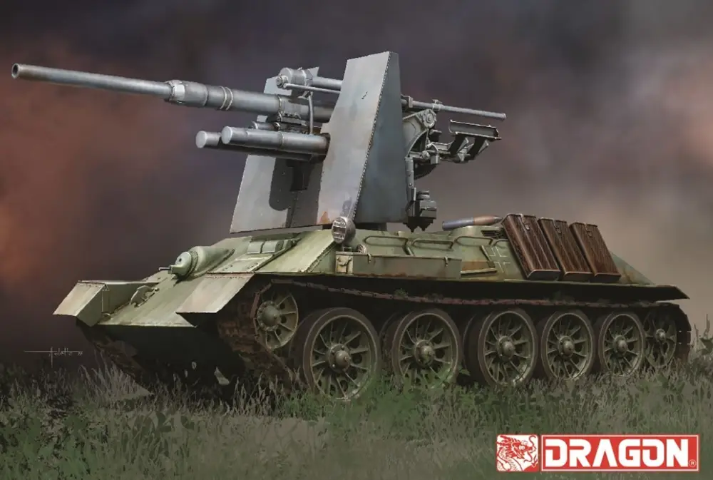 Lage Kosten Dragon Models 1:35 T-34 747 (R) Mit 8.8Cm Flak 36/37 - modelbouw