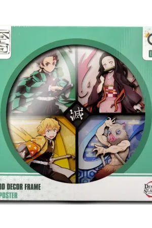 DEMON SLAYER - Tanjiro, Nezuko, Inosuke, Zenitsu - Wood Decor Frame 3D Poster 30x30cm Lage Kosten