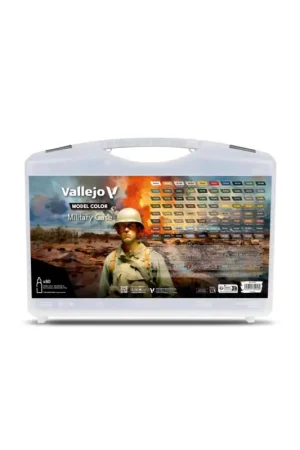 Lage Kosten Vallejo MODEL COLOR Militaire koffer. Bevat: 76 kleuren + 4 hulpmiddelen geselecteerd voor camouflageschema's en militaire unifo