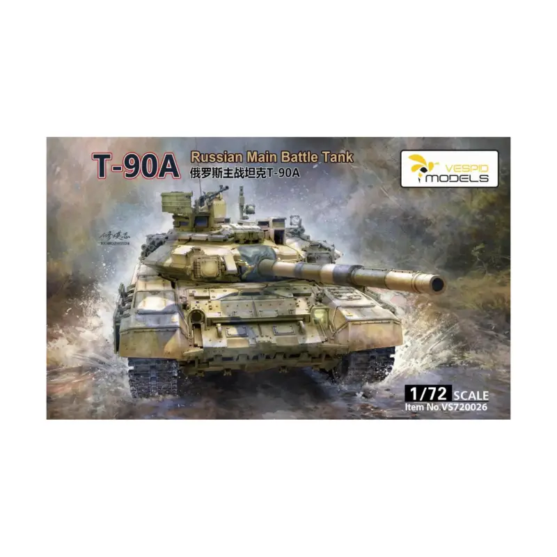 Gecertificeerd Vespid-modellen: 1/72; T-90A Russische Main Battle Tank 3D-geprinte onderdelen + metalen sleepkabel