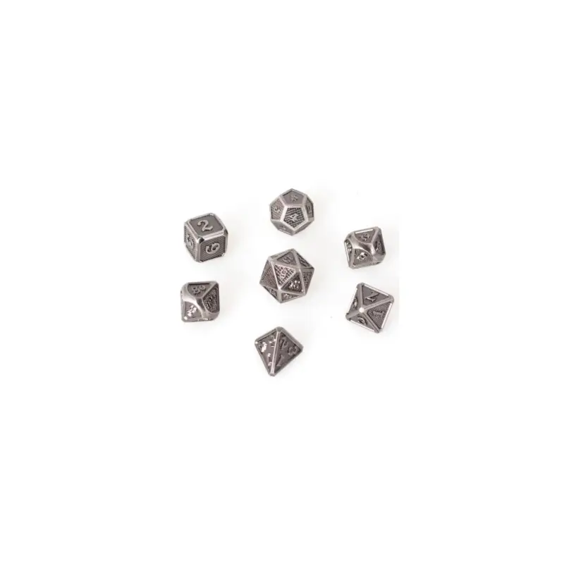 Betrouwbaar Set van 7 metalen dobbelstenen van 14 mm (metalen doos) - Outlined Bronze