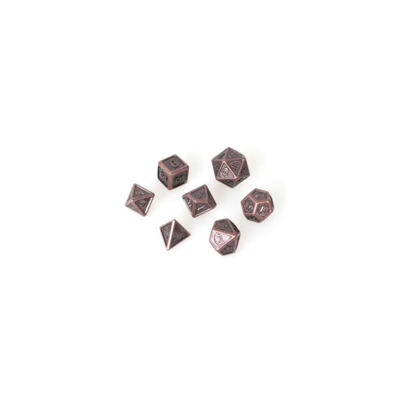 Set van 7 metalen dobbelstenen 16 mm (metalen doosje) - Devil Eye Bronze Laatste Kans