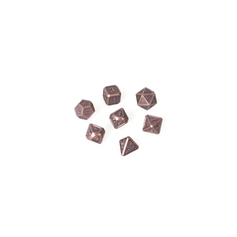 Set van 7 metalen dobbelstenen 14 mm (metalen doosje) - Massief Brons Tijdelijk Beschikbaar