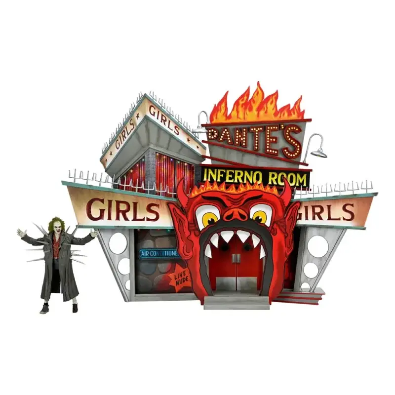 Beetlejuice (1988) diorama Trenchcoat with Spikes Inferno Room Deluxe Set Figuurtje Gecertificeerd