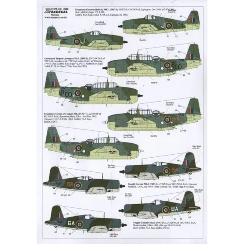 Sticker Yanks with Roundels. U.S. Aircraft in the FAA Pt 1 (10) Grumman Martlet/Wildcat Mk.1 BJ561 7L-S 804 NAS 1940/41; AM963/Q Lage Kosten