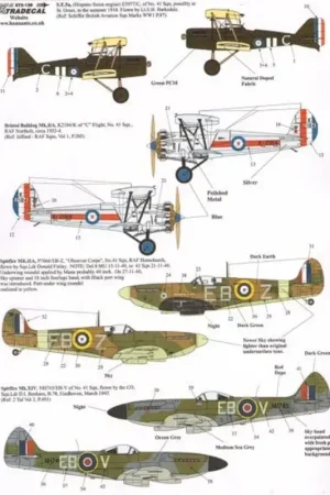 Hoge Kwaliteit Sticker RAF History 41 Sqn Pt 1 (4) S.E.5a E3977/C Lt R.R.Barksdale St Omer 1918; Bristol Bulldog Mk.IIA K2184/K c Flight RAF No