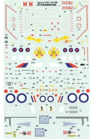 Gratis Retour Sticker RAF Update 1990 #1 (3) McDonnell Phantom FG.1 XV582/M 111 Sqn Black Mike; BAe Hawk T.1 XX310 No 4 TFS in red/white/blue;