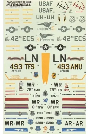 Fabrieksprijs Sticker USAFE Pt 2. (5) General-Dynamics EF-111A Raven 67-034/UH 42nd ECS Upper Heyford; F-111F 70-412/LN 493rd TFS Lake USAFE P