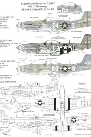 Sticker North-American P-51D Mustangs 357 FG (3) 414879 G4-D `Gash Hound' Lt Pete Pellon 363 FS; 413318 C5-N `Frenesi' Lt Col.To Korting
