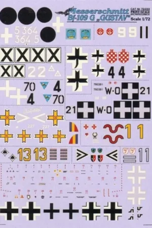Sticker Messerschmitt Bf 109G-2 (11) Various different camouflage schemes in service with Luftwaffe; Italian AF; Yugoslavia AF; Seizoensaanbieding