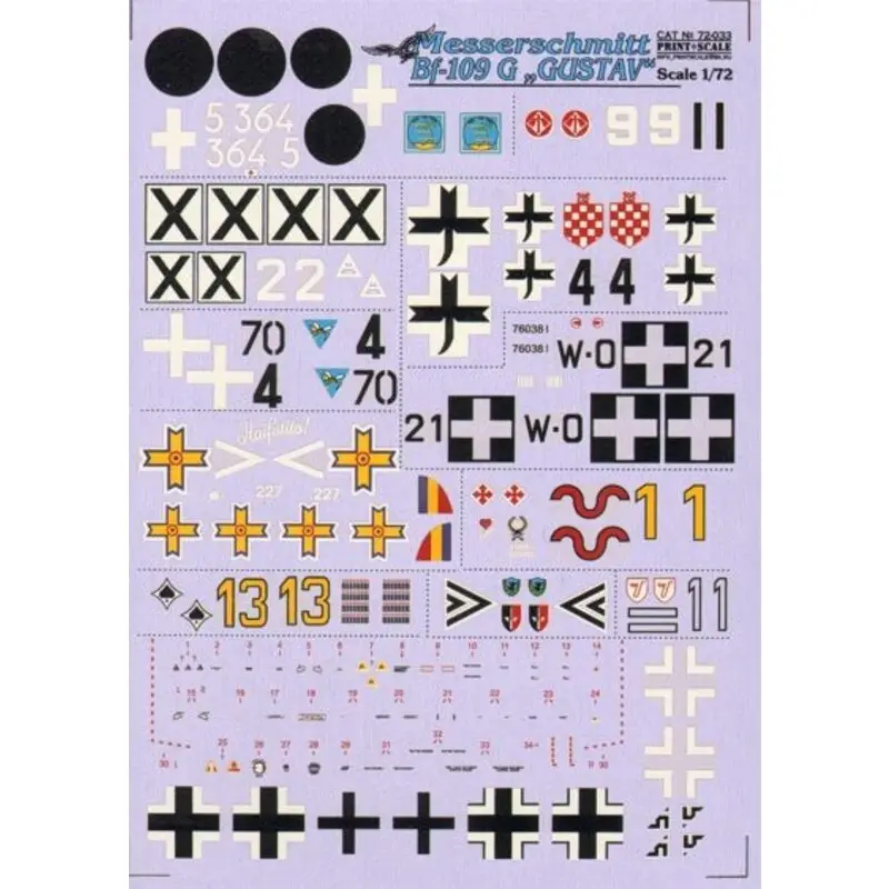Sticker Messerschmitt Bf 109G-2 (11) Various different camouflage schemes in service with Luftwaffe; Italian AF; Yugoslavia AF; Seizoensaanbieding