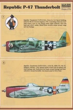Goedkoop Sticker Republic P-47D Thunderbolt Bubble Thunderbolt (4) 226641 LM-S 62nd FS Col David Schilling RAF type camo D-Day stripes; 4