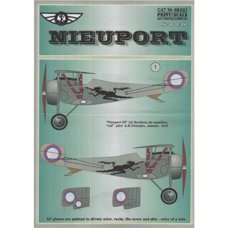 Sticker Nieuport Part 2 (3) 1st Southern Air Sqn 1919; 3rd Art. Air Sqn 1919; 18th RAO 1919 with white skull on red rudder, miun Hete Deal