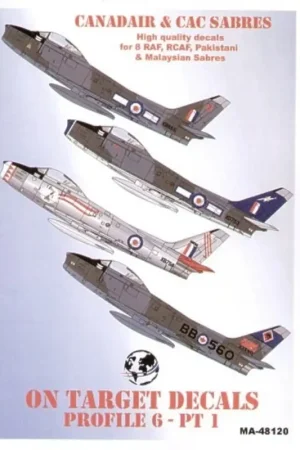 Sticker North-American F-86 Canadair and CAC Sabres Part 1. (8) XB856 ; XD753 Sqn Ldr Osbourne both 66 Sqn RAF Linton-on-Ouse 19 Uitverkoop