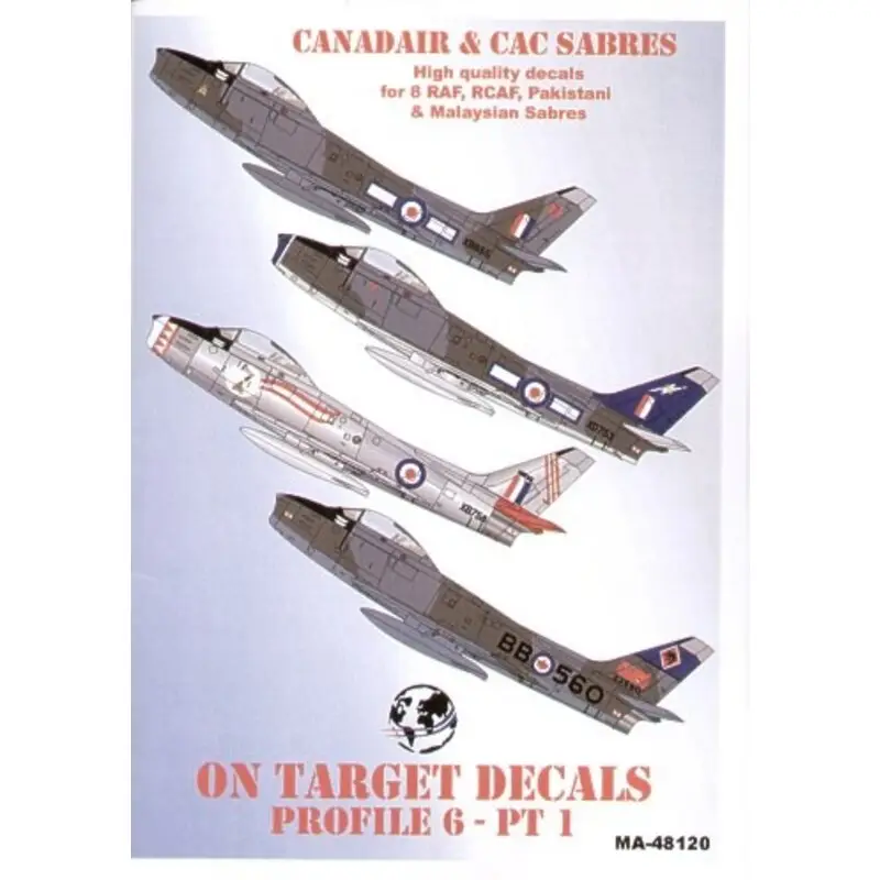Sticker North-American F-86 Canadair and CAC Sabres Part 1. (8) XB856 ; XD753 Sqn Ldr Osbourne both 66 Sqn RAF Linton-on-Ouse 19 Uitverkoop