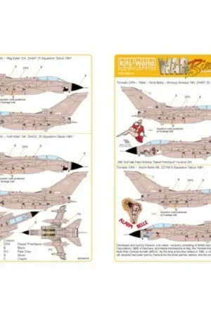 Goedkoop Sticker Tornado GR.4 Desert Storm 1991 (4) ZA491/N Nikki/Nora Batty - Snoopy Airways 20 Squadron Tabuk; GR4 ZD746/AB Alarm Belle