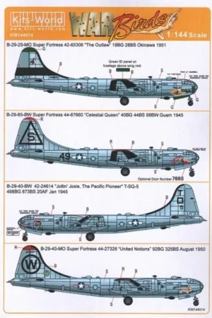 Must-Have Sticker Boeing B-29-25-MO 'Super Fortress' 42-65306 The Outlawâ?? 19BG 28BS Okinawa 1951 - B-29-85-BW 44-87660 'Celestial