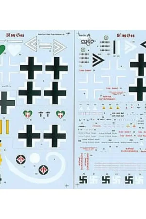 Direct Verzonden Sticker Messerschmitt Bf 109G-6 (4) White <<< JG54 Oberst Hannes Trautloft 1943; Yellow 9 9./JG54 Blue fuselage band Fw