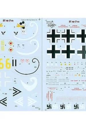 Rechtstreeks Van De Fabrikant Sticker Messerschmitt Bf 109G 6 (4) 'Mickey Mouse' II./JG5 Major Horst Carganico; Yellow 16 9./JG77 white band/rudder Sardinia 1