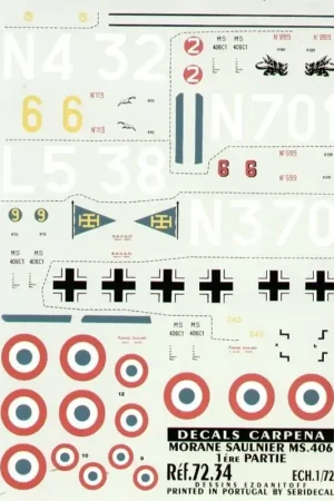Op = Op Sticker Morane-Saulnier MS.406 #1 (5) No113/N432 GC II/3 1940; No289/N701 GC II/2 1939; No599/L538 CFS 6 1940; No59/N370 GC I/7
