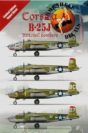 Sticker North-American B-25J Mitchell (4) 321st BG 43-27751/50 `Margaret Mary Rustin'; 43-27680/07 `Stuff'; Italy 1945; 489th BS Seizoensaanbieding
