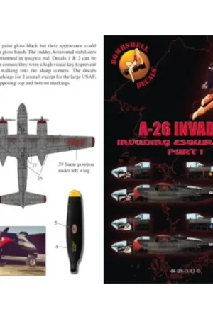 Sticker Douglas A-26B Invader (2) 44-34517/P 'Monie' 37th BS/ 17th BW Korea; 44-34334/L 'Sweet Miss Lillian' 42nd BW. Both overa Gratis Retour