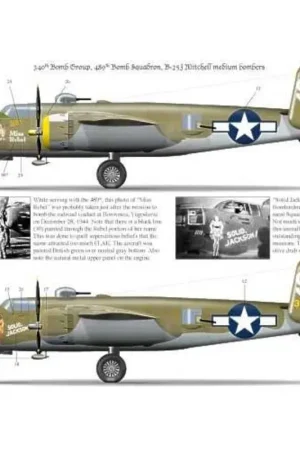 Sticker North-American B-25J Mitchell (2) 489th BS 340th BG 43016/9V `Miss Rebel'; 43-27752/9Q `Solid Jackson'; Bestseller