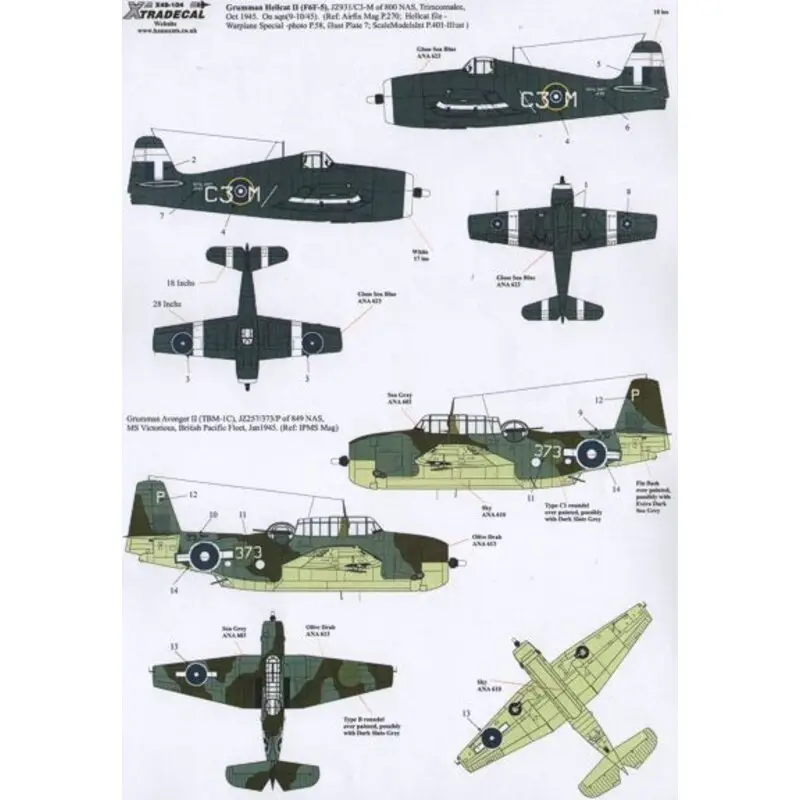 Betaalbaar Sticker Yanks with Roundels Part 3 U.S. Aircraft in the Fleet Air Arm (3) Grumman F6F-5 Hellcat Mk.II JZ931 C3-M 800 NAS Trincom
