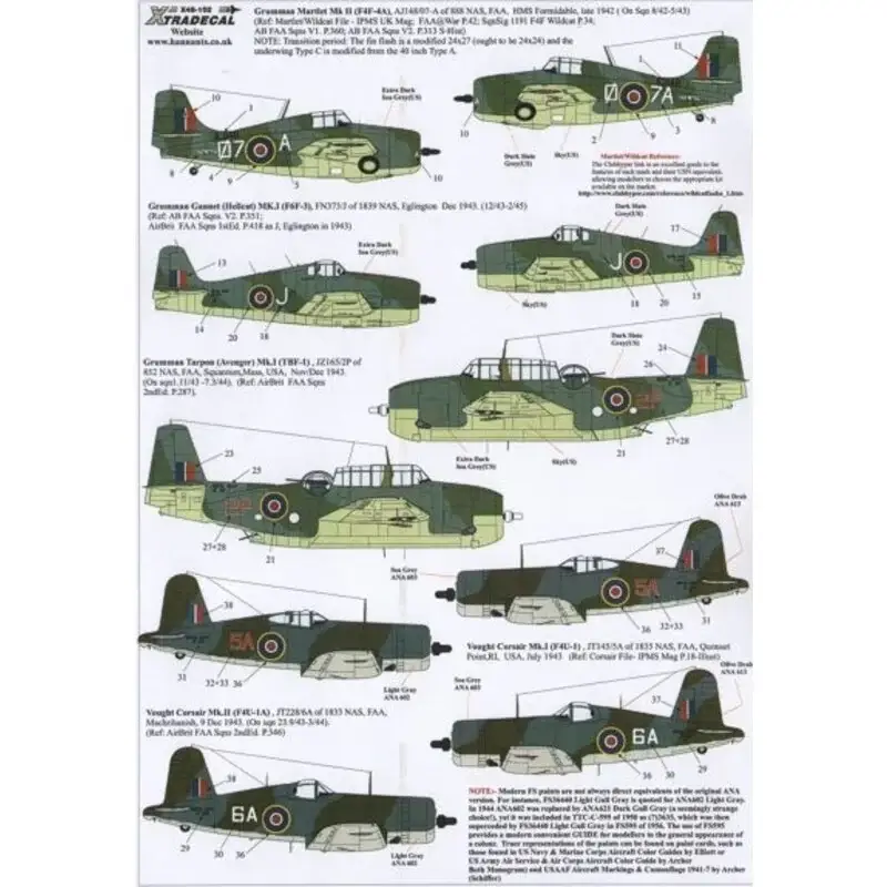 Gratis Retour Sticker Yanks with Roundels. U.S. Aircraft in the FAA Pt 1 (5) Grumman F4F-4A Martlet/Wildcat Mk.II AJ148 07-A 888 NAS HMS Formi