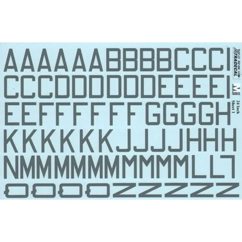 Sticker RAF Code Letters and Numbers 24 Medium Sea Grey Double sheet Decal Speciale Aanbieding