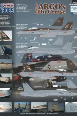 Sticker F/A-18E VFA-147 Argos on Cruse. New 2012 markings for the Argonauts of VFA-147. Both the CAG and a line jet are included Favoriet
