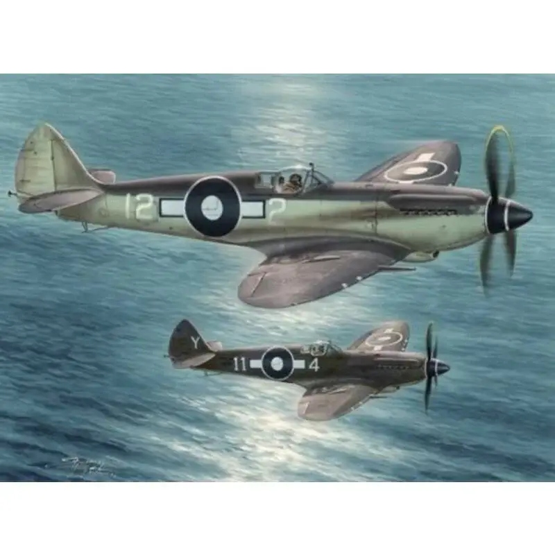 Supermarine Seafire F Mk.XV Far East Service. The kit contains three sprues with grey plastic parts, one sprue with clear parts, Merkproduct