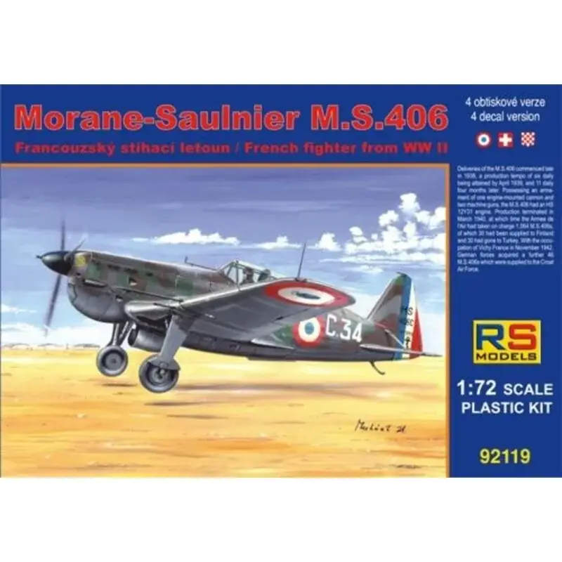 Morane-Saulnier MS.406 France Navy New 2/2012 4 decal variants for France, Switzerland, Croatia Lage Prijs