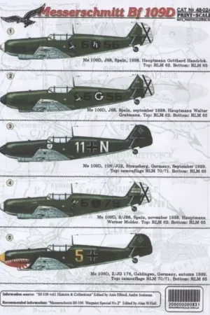 Voordeelprijs Sticker Messerschmitt Bf 109D Part 1. Decal