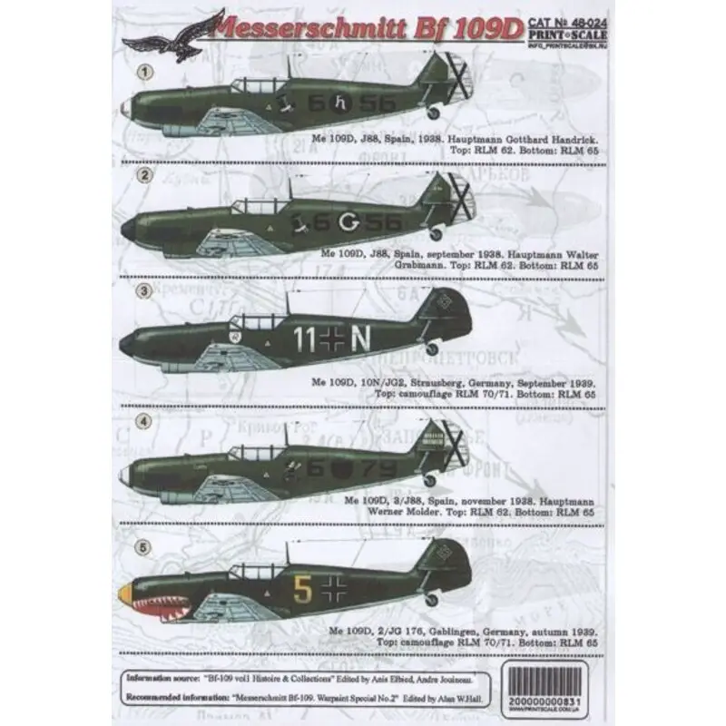 Voordeelprijs Sticker Messerschmitt Bf 109D Part 1. Decal