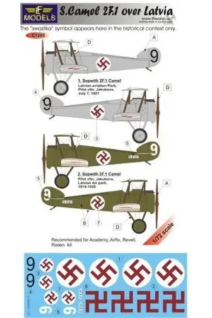 Sticker Sopwith 2F.1 Camel over Latvia (designed to be used with Academy, Airfix, Revell and Roden kits) Superprijs