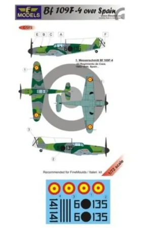 Gratis Retour Sticker Messerschmitt Bf 109F-4 over Spain (designed to be used with Italeri kits) Decal