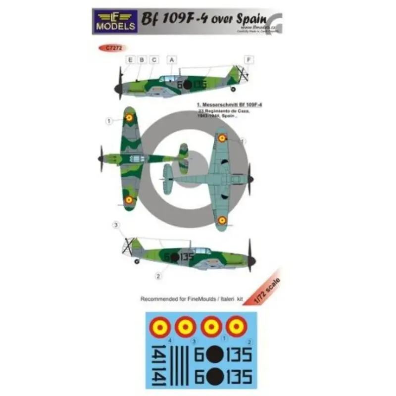 Gratis Retour Sticker Messerschmitt Bf 109F-4 over Spain (designed to be used with Italeri kits) Decal