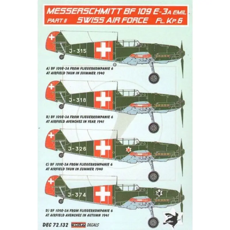 Sticker Messerschmitt Bf 109E-3A Emil Part II (Swiss Air Force) Beste Prijs