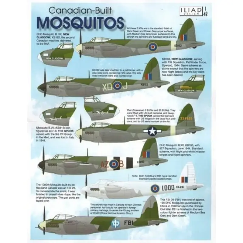 Gecertificeerd Sticker Canadian-built de Havilland de Havilland Mosquitos (6) de Havilland de Havilland Mosquito B.XX KB162 XD-J 'New Glasgow'