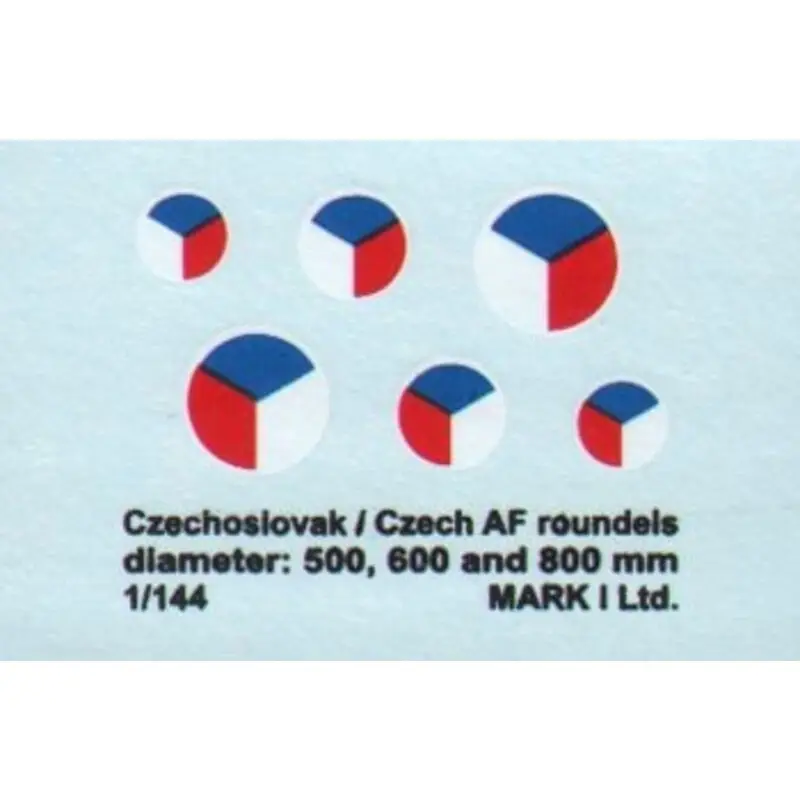 Express Levering Sticker Czechoslovak/CzAF roundels White outline (dia 500, 600, 800 mm), 2 sets Decal