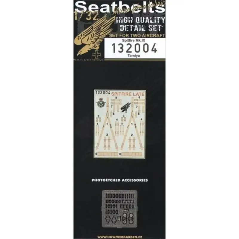 Superprijs Supermarine Spitfire Mk.VIII/Mk.IX Late version seat belts. 2 sets of fabric belts with etched buckles (for Tamiya kits)