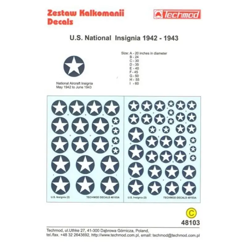 Rechtstreeks Van De Fabrikant Sticker U.S.National Insignia 1942-1943 Decal