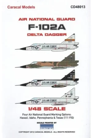 Speciale Aanbieding Sticker Air National Guard F-102 Delta Dagger - Part 1. Four different US Air National Guard marking options for F-102 Delta Dag
